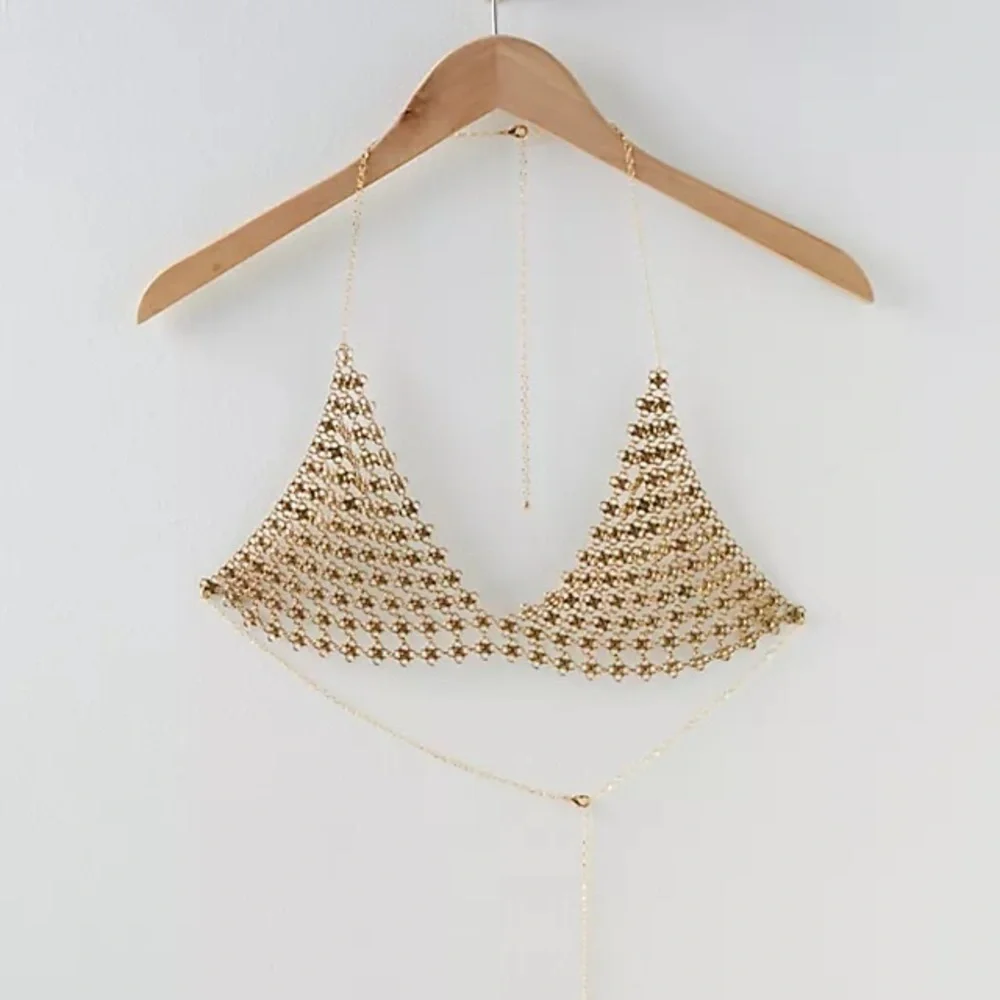 Free People schools Out Gold Flower Bra Top Body a jewlery new with tags